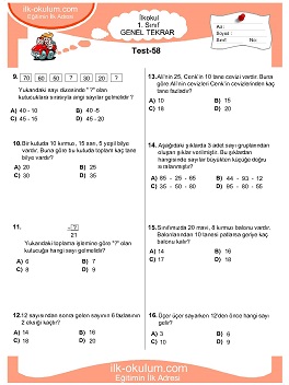 ilkokul 1. Sınıf Genel Tekrar Testleri 